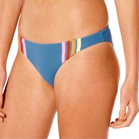 ☀️☀️☀️ Rip Curl Wave Shapers Stripe Good Bikini Bottom Stripes Dark Teal Size M - Picture 3 of 5